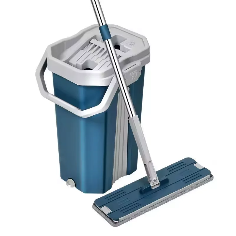 Large size lazy person no wash flat mop and inner box with mop bucket