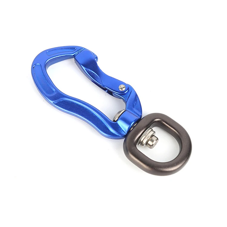 Pet Supplies Lanyard Safety Aluminum Self Locking Snap Hook Swivel Carabiner for Pet Dog Leash