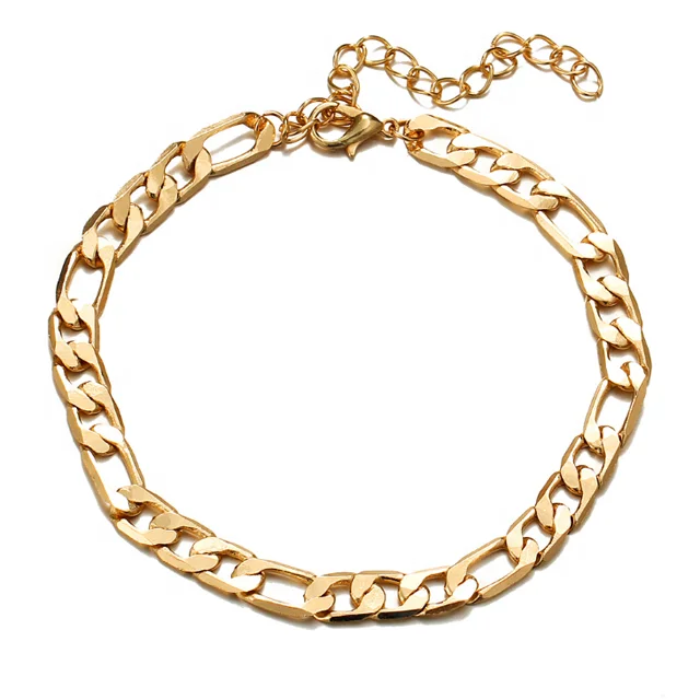 
Simple Stainless Steel Gold Anklet Designs Women Men Cuban Chain Anklet Foot Anklet Jewelry 