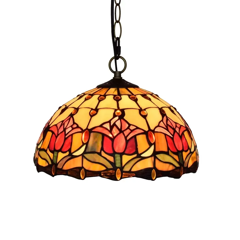Pastoral Style Sun Flower Design  Bed Room Dinning Room Tiffany Art Glass Chandelier Lamp