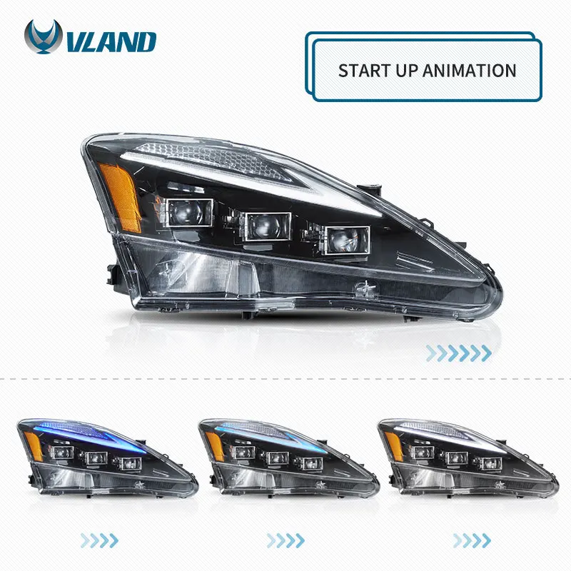 VLAND New style Front Light LED Headlight Sequential 2006-2012 For Lexus IS250 IS350 ISF IS300