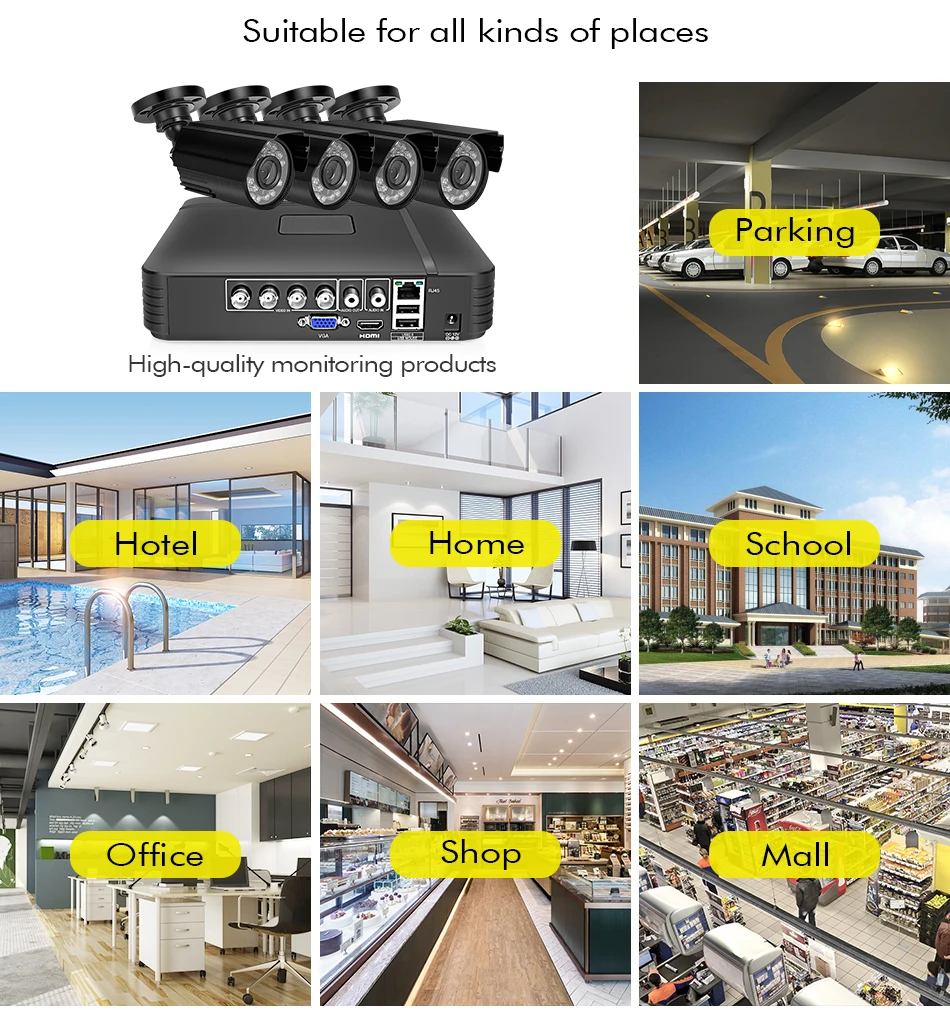  4CH DVR CCTV системы 1080p 4 шт. камеры комплект 2MP видеонаблюдения 4-канальный 5 в 1 видеорегистратор инфракрасный AHD