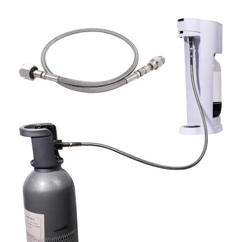 24inch 36inch Black Silver Blue High Soda Hose for Soda Club Stream to External CGA320 Tank Direct Adapter Soda Maker