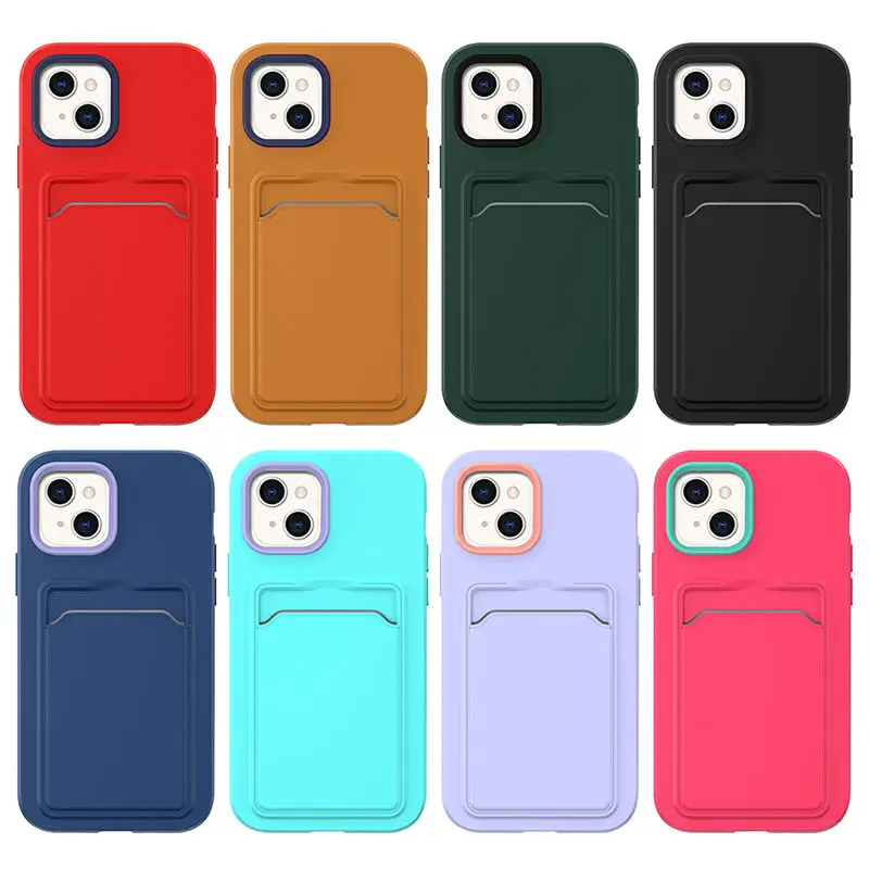 Unique Card Holder Design Mobile TPU Phone Cases for Iphone 13 with Pocket Slot Back Cover