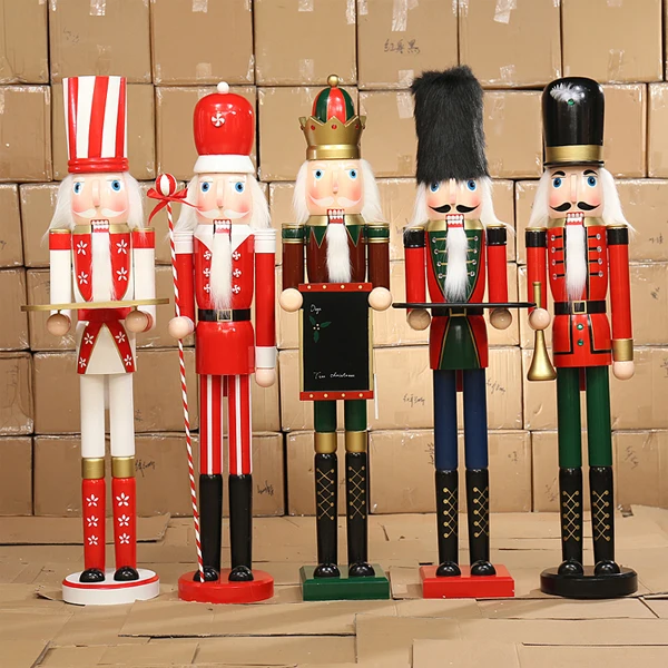 120cm 4ft giant nutcracker Christmas wood crafts props figurines life size nutcracker soldier for outdoor Christmas decoration