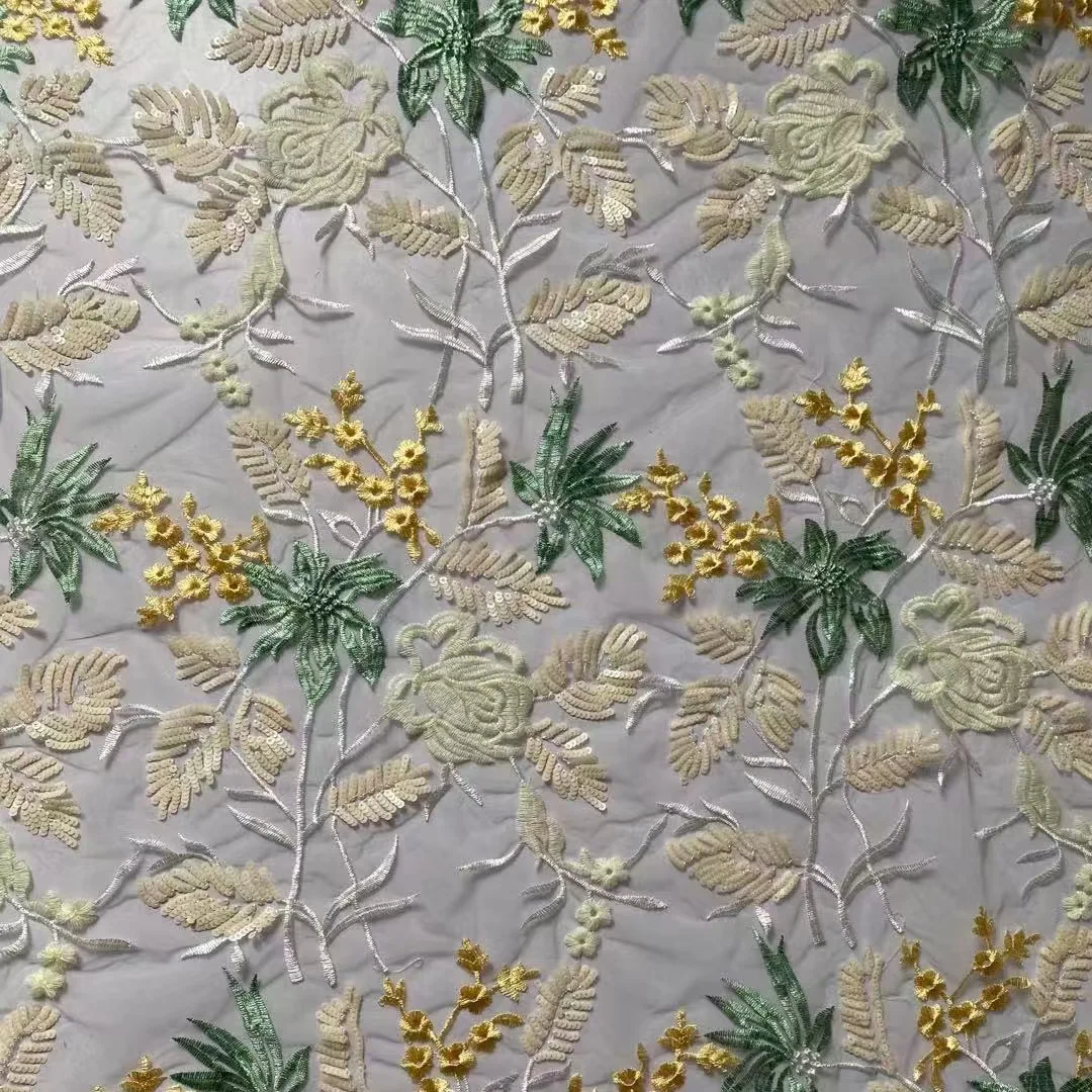 Shiny colorful sequins design 100%polyester knitted dyeing embroidery wholesale sequin fabric for garment
