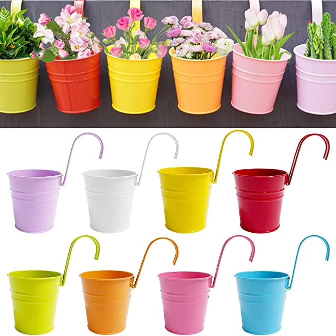 Best Seller Metal Iron Hanging Flower Pots with Detachable Hooks
