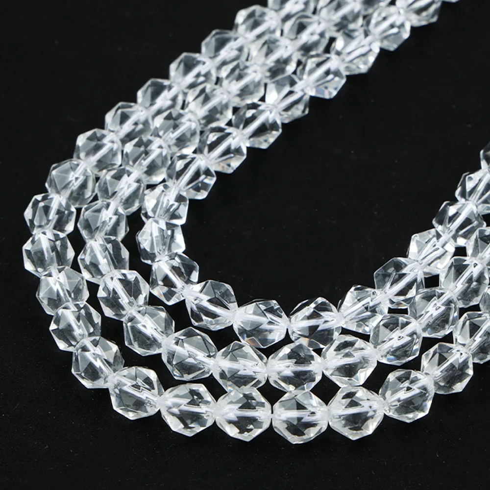 Wholesale A+ Natural White Quartz Crystal 6/8/10mm Star Faceted Cut Loose Gemstone Crystal and Stone Beads for Jewelry Making