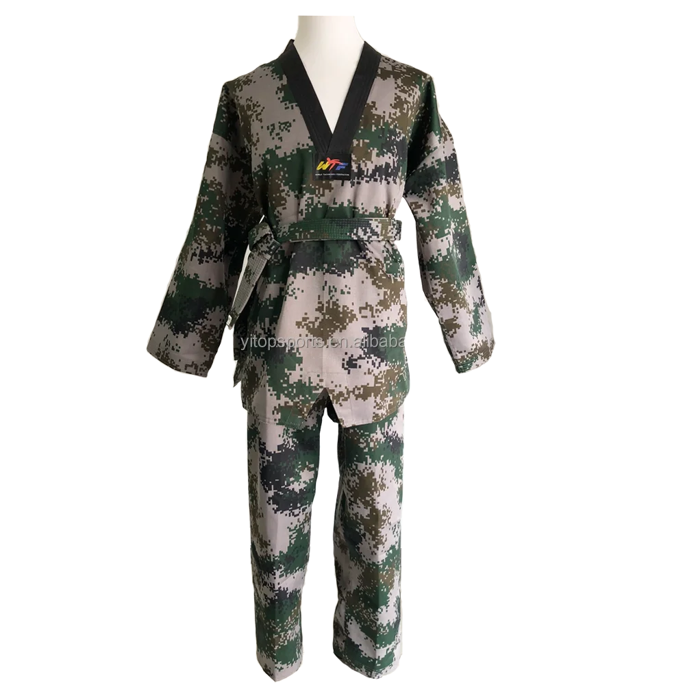 cotton martial arts supplies short sleeve wtf taekwondo suits Camouflage clothing taekwondo uniform
