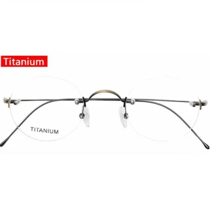 Wholesale Fashion  Japan  titanium Rimless Executive round Optical Frame Eyeglasses Eye Glasses  For Men
