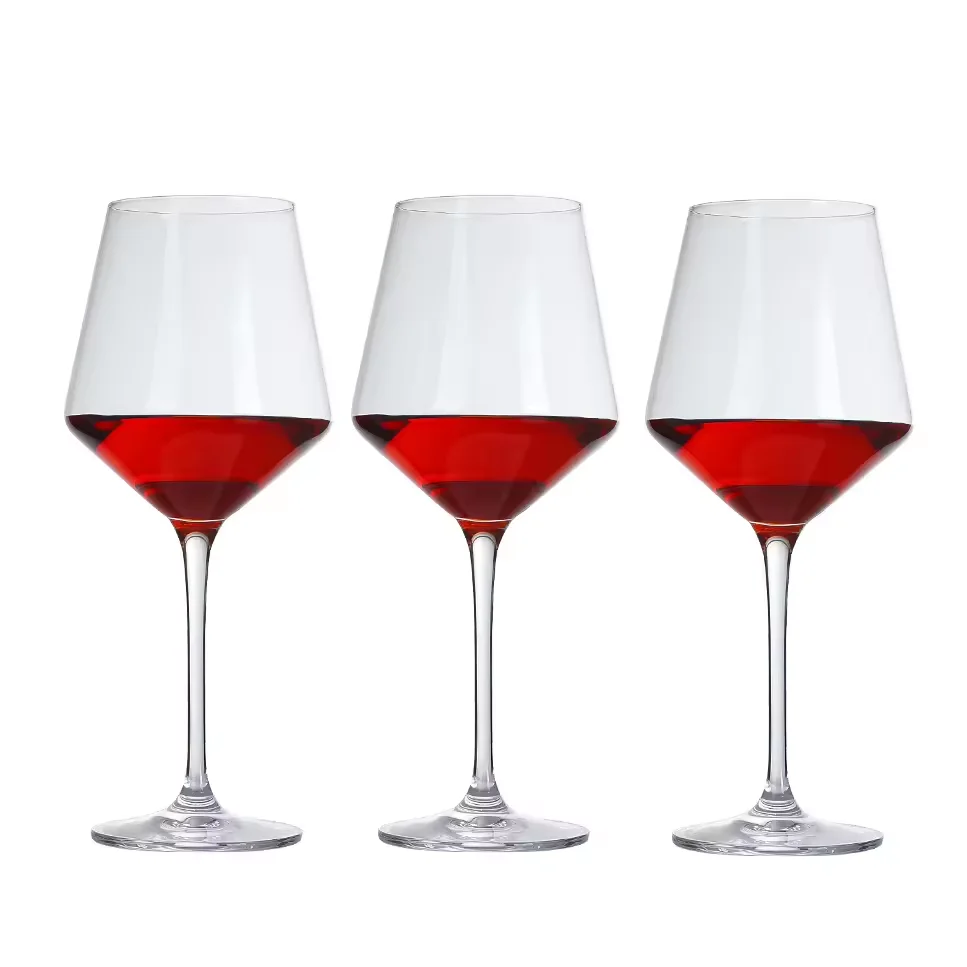 Custom Hot Sale Wholesale Vintage Embossed Red Wine Glass Pink Colored Goblet Wine Glasses for Wedding Champagne Wine Glass