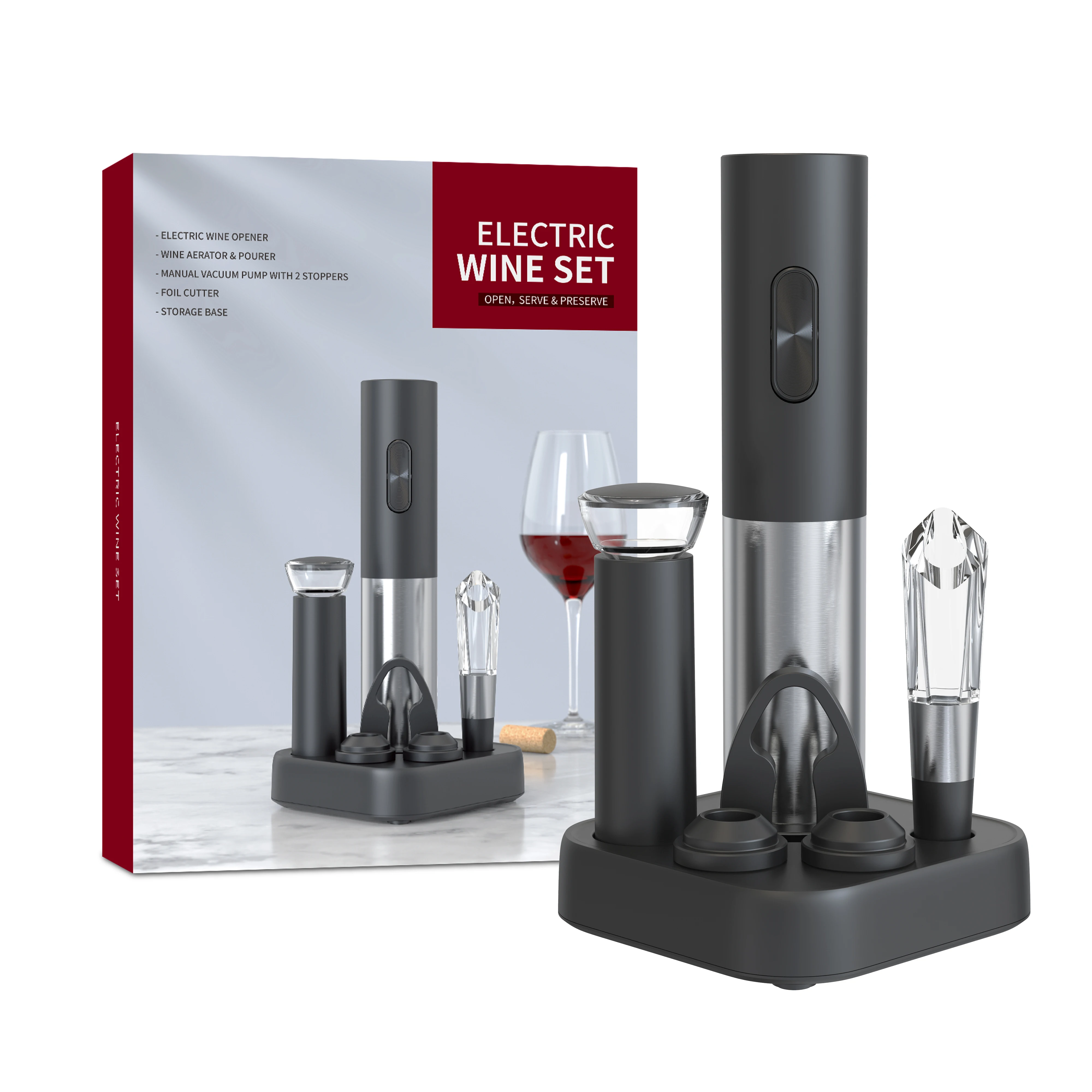 Bar Party Kitchen Tools Electric Wine Opener Gift Set Automatic Corkscrew Stainless Bottle Opener Removable Wine Bottle Opener