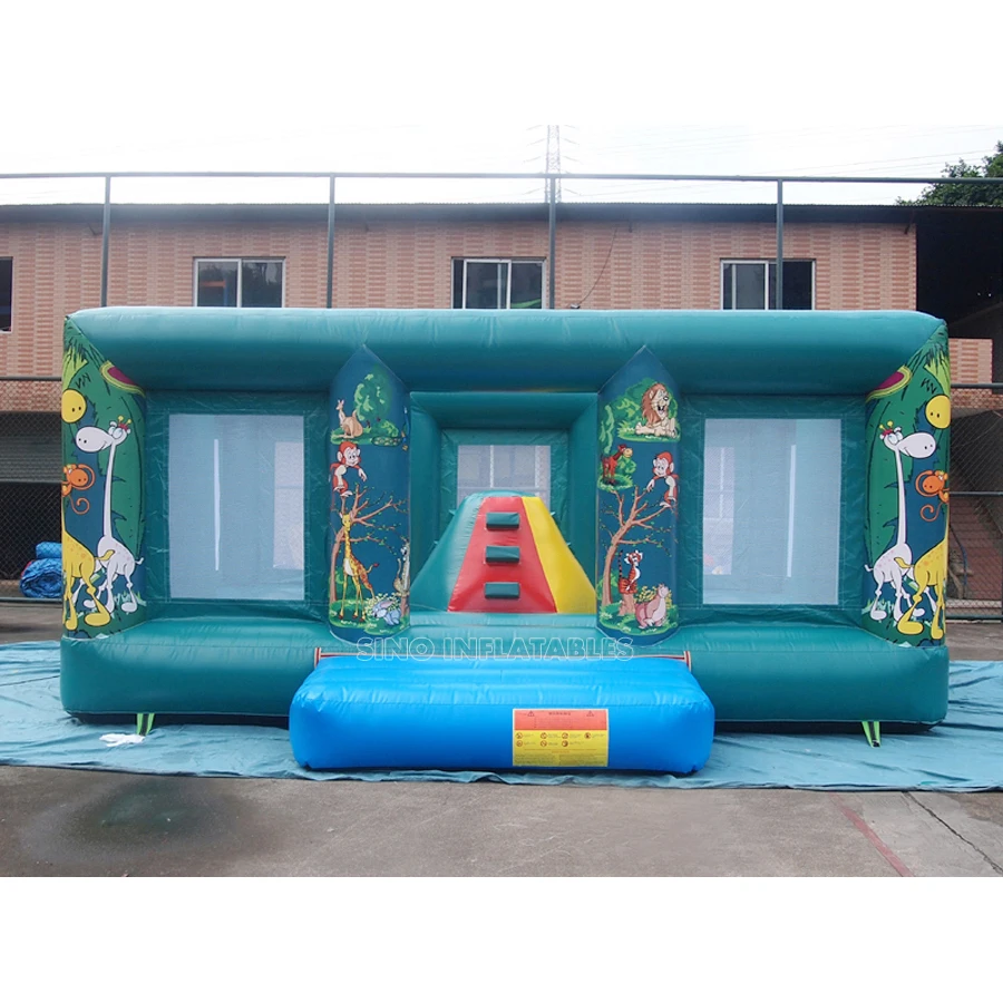 6x5m commercial grade indoor kids jungle inflatable jumping castle with small climbing tower complying with Australia standard