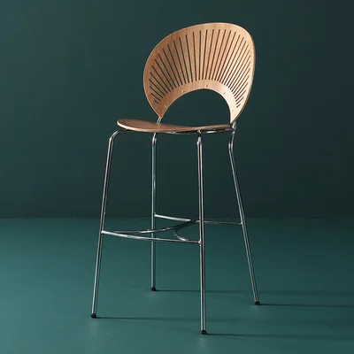 Ekintop High Quality Modern sillas de bar Wood Bar Chair Luxury Metal Kitchen Club Bar Chairs