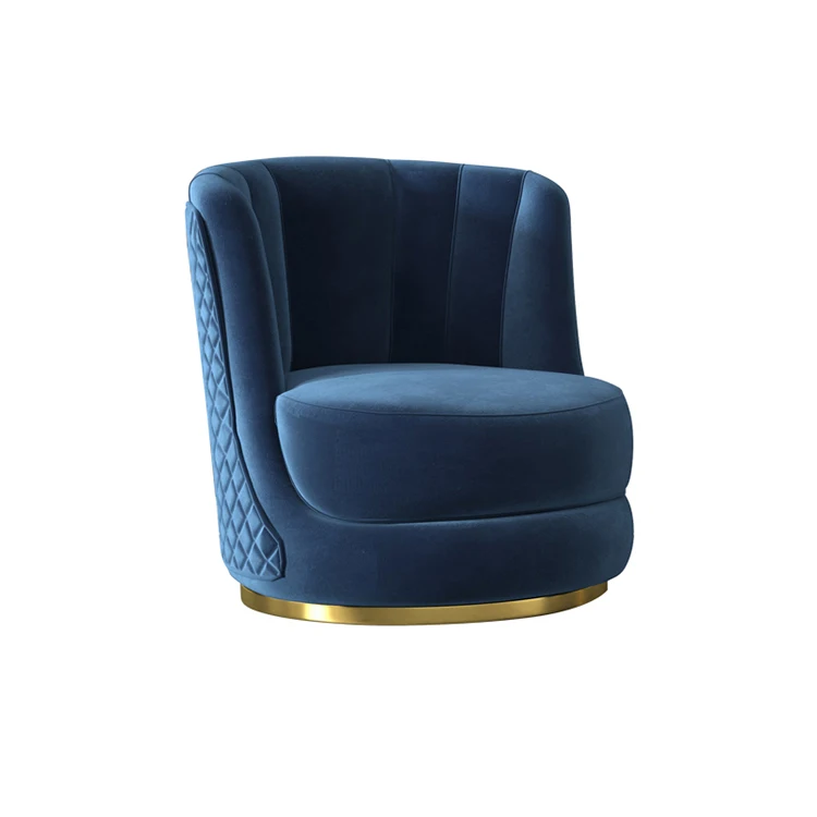 Hot sale customized luxury club rotatable swing Simple Modern leisure cafes reception velvet blue bar Revolving lounge chairs