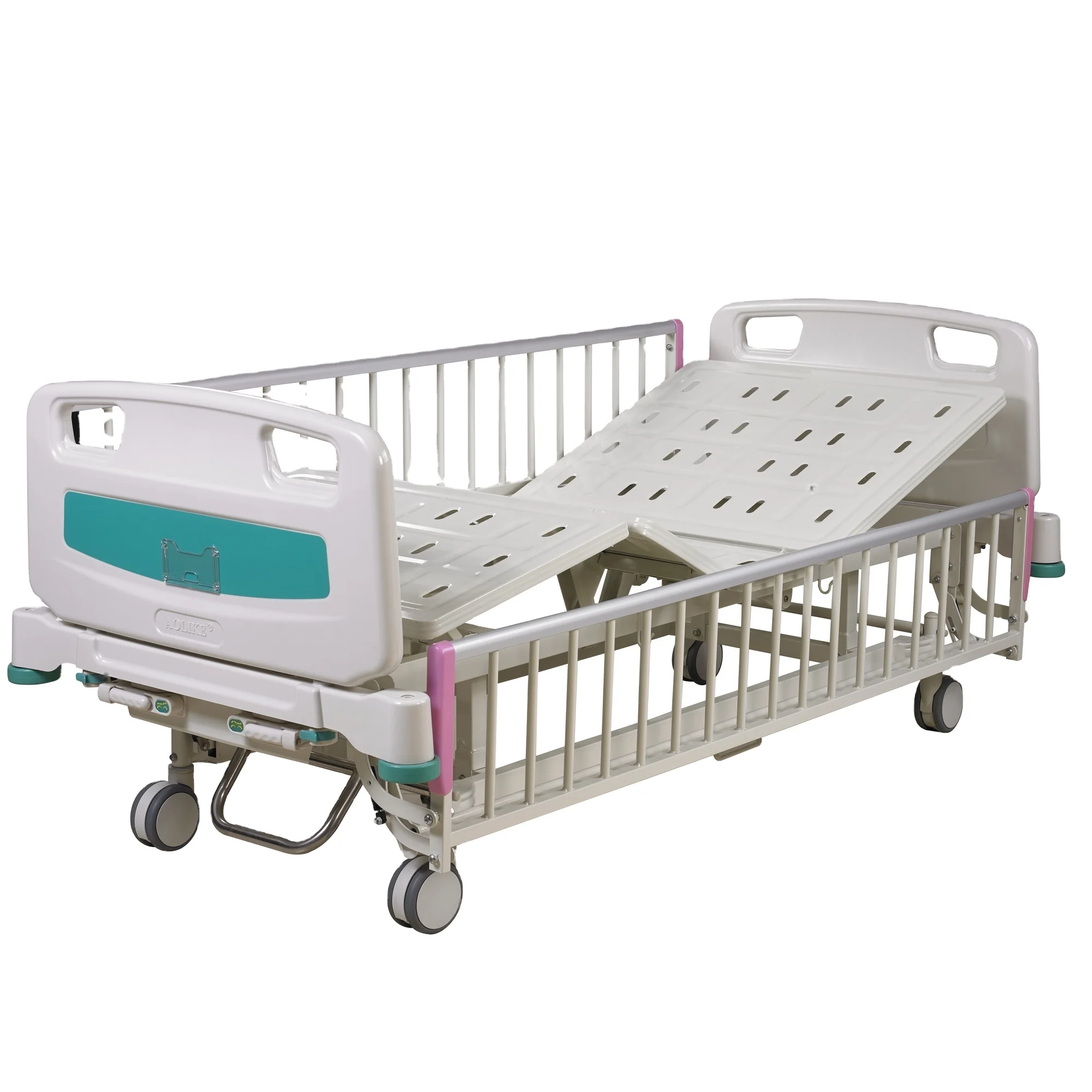 Wholesale Two function and full siderail manually medical children hospital bed for big boy