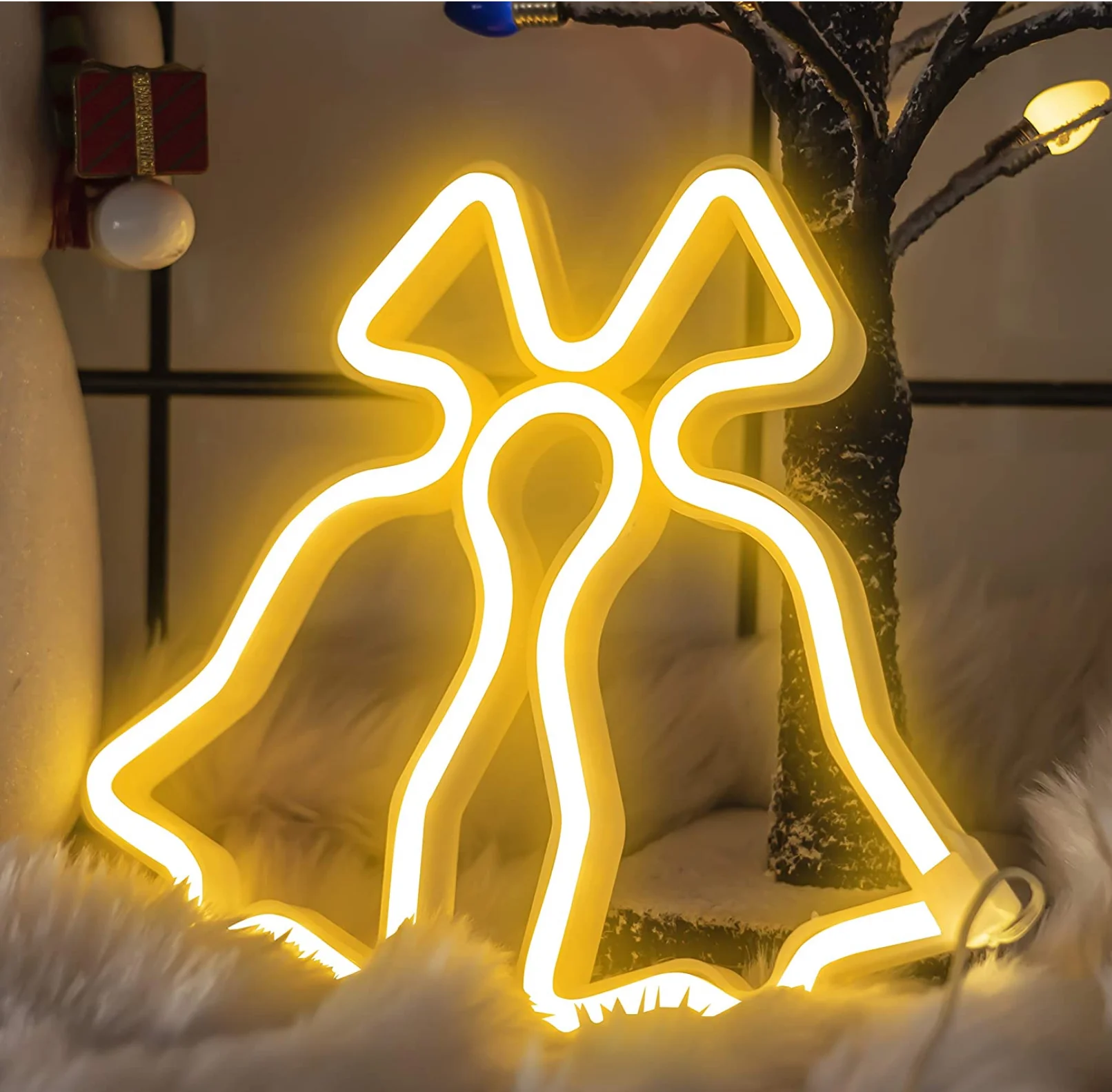 Christmas Neon Decorative Led Light Jingle Bell Neon Sign Decor Light LED Christmas Indoor Decor for Living Room Birthday Party