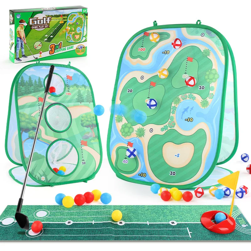 Outdoor Sports Toy Manufacturers Supply Three-in-One Sticky Ball Golf Target Throwing Game Suit Made of Durable Plastic