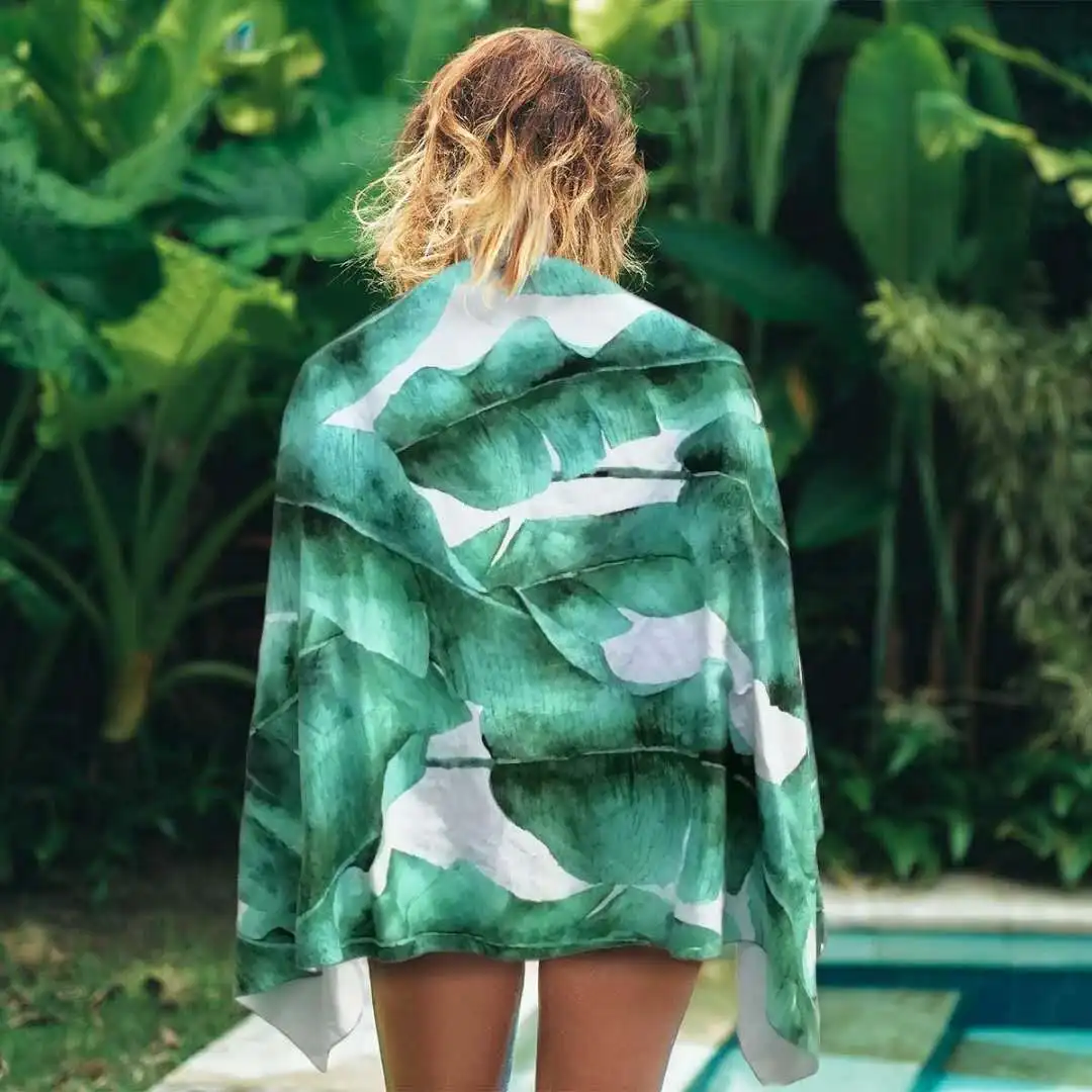 
personalized customized durable microfiber polyester beach towel in bag 