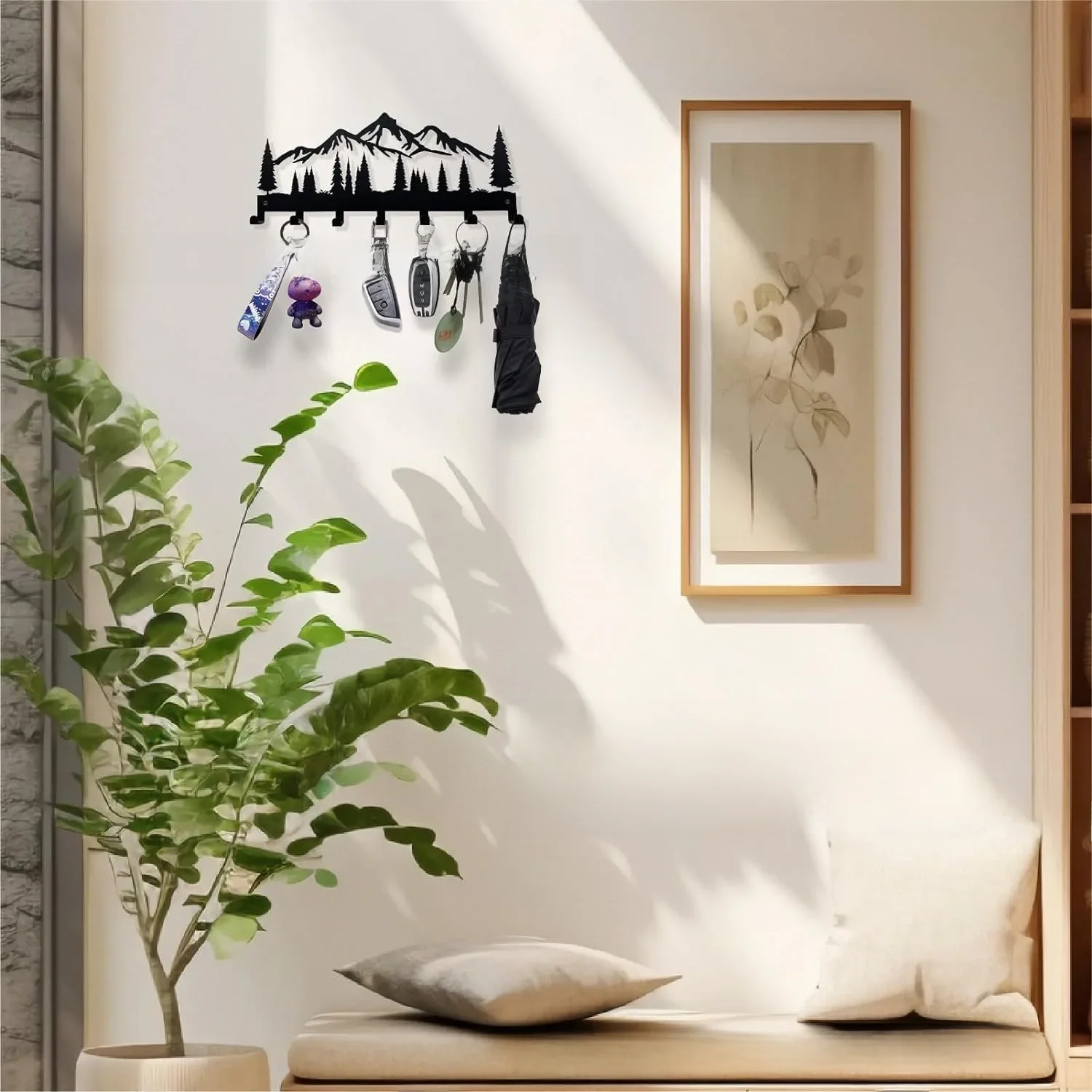 OEM Metal Key Organizer Rack with 7 Hooks Wall-Mounted Home Use in Bathroom Kitchen Office & Hallway Hanging Clothing Home Use