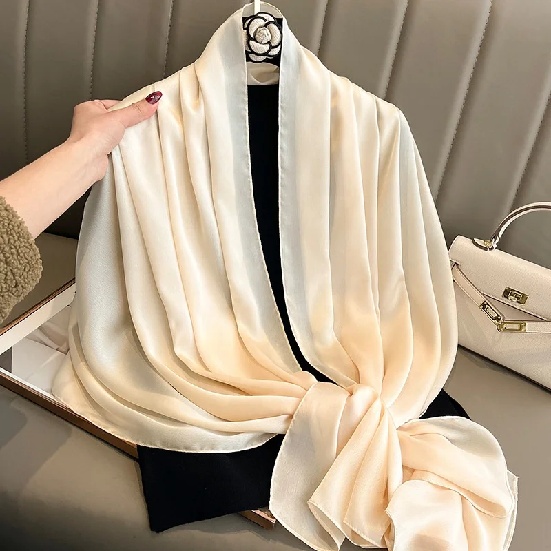 New  Fashion Plain Soild Mulberry Satin  Silk Scarf  Women Muslim Hijab Ladies Muffler Bandanna Long  Lightweight Wraps