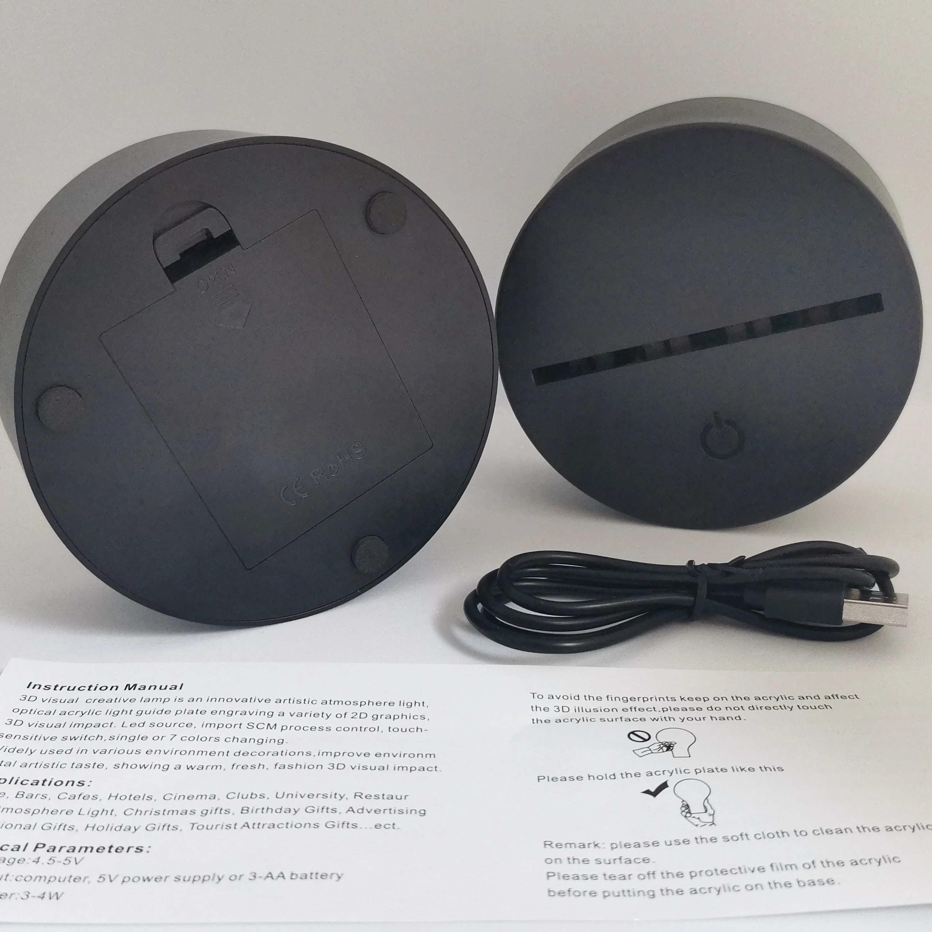 Battery And USB Powered 3D Led Lamp Base Without Acrylic Plates Factory Directly