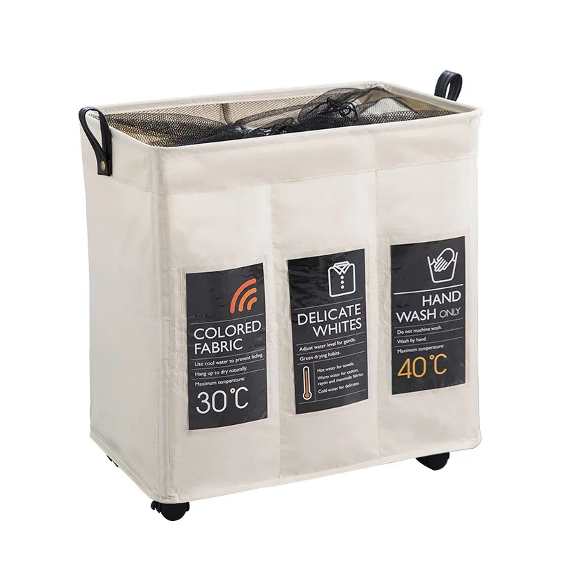 Portable Rolling Foldable Waterproof Laundry Basket Hamper Cart On Wheels