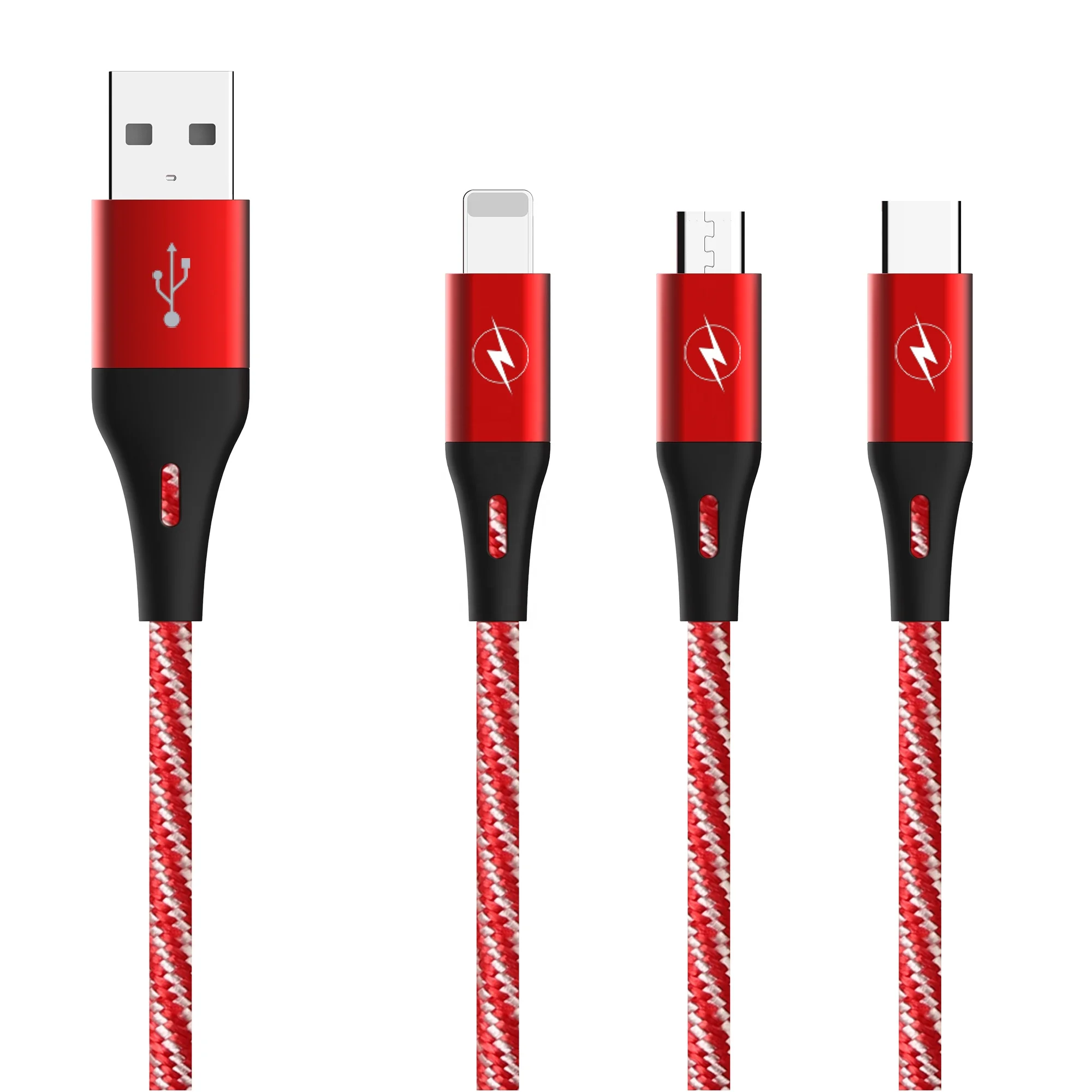 Buena calidad 2A metal trenzado cable de carga rapida SR extender la proteccion de datos cable USB para For IPH / Micro / Tipo-C