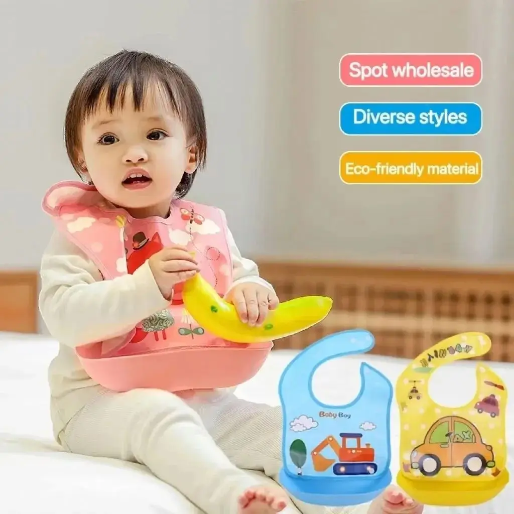 I-0029 Newborn Baby EVA Feeding Bibs Waterproof Baby Aprons Bib Infant Saliva Towels Cute Baby Cartoon Bibs