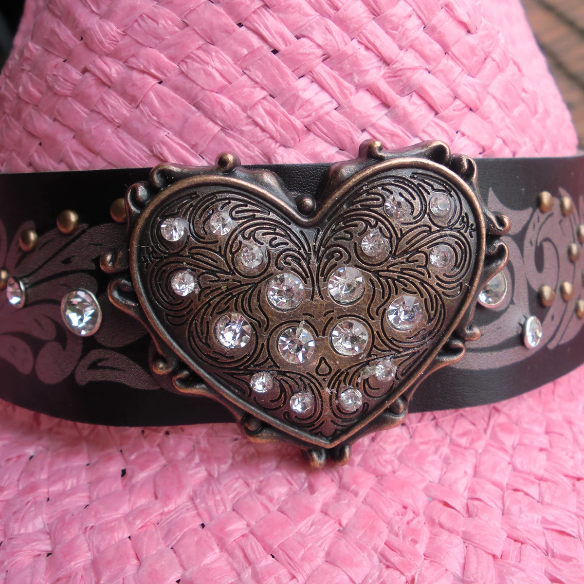 High Quality Women Paper Straw Cowgirl Pink Straw Hat Shapable Brim Sombreros Party Fashion Straw Cowboy Hat