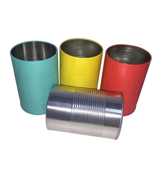 personalized round & oil drum & barrel shape metal tin pen holder with raised rings