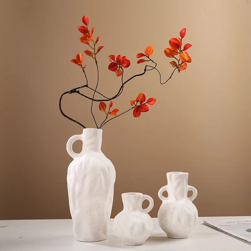 Nordic White Ceramic Vase Set of 3  Mini Porcelain Table Vase Modern Black Flower Vase Home Decor
