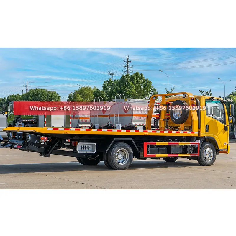 ISUZU KV100 Tow Wrecker Truck 5.3Meter Flatbed Recovery Truck Good Price For Sales