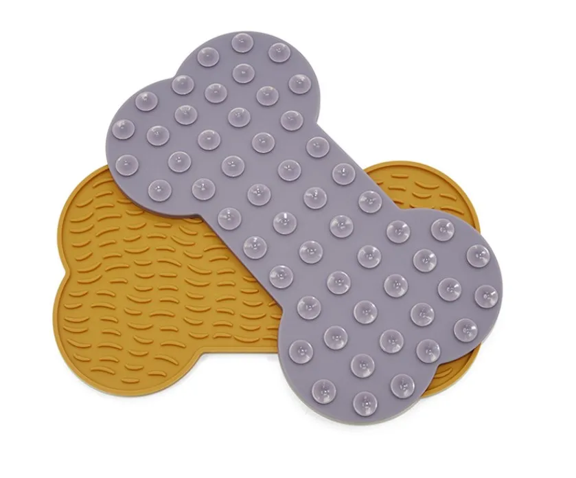Bone Shape Dog Silicone Lick Mat Non-slip Pet Slow Feeding Food Bowl Dogs Puppy Cat Treat Feed Dispenser