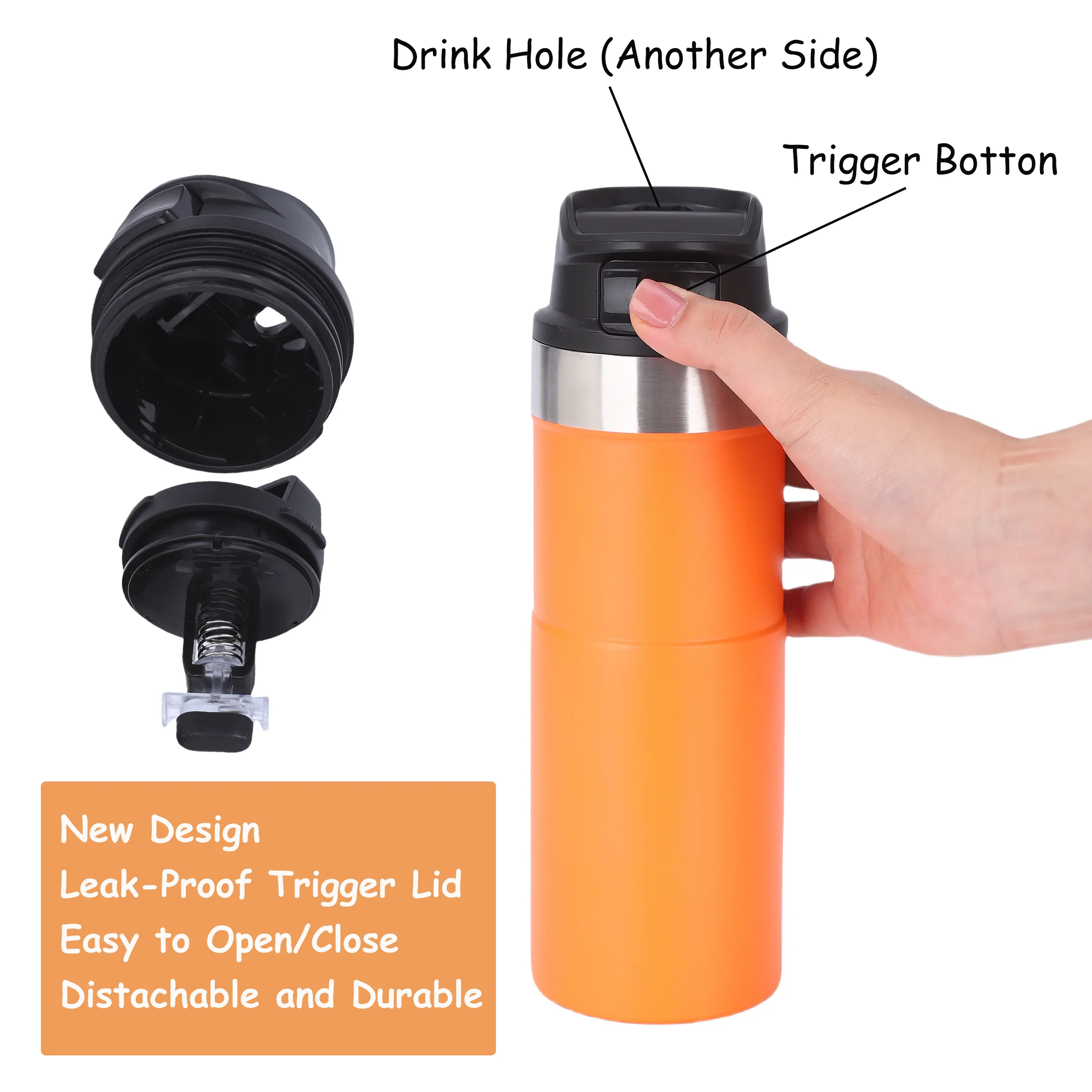 Bpa Free Classic Trigger Action Tumbler 16OZ Double Walled Insulated Vacuum Sports Portable Water Bottle