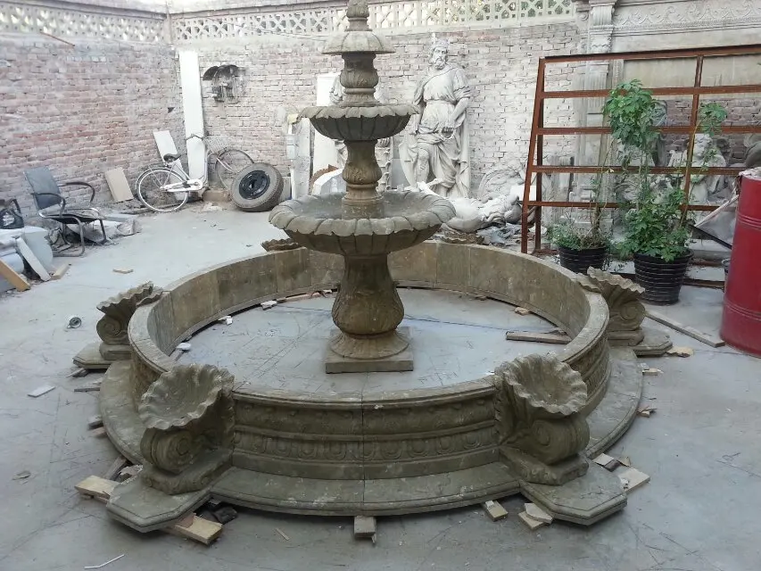 Outdoor Natural Hand Carved White Marble Fountain Waterfall for Garden Yard