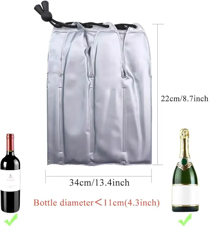 Wine Bottle Cooler Bag Champagne Beer Bottle Cooler Flexible Ice Bucket For Bottles Portable Reusable Gel Ice Pack