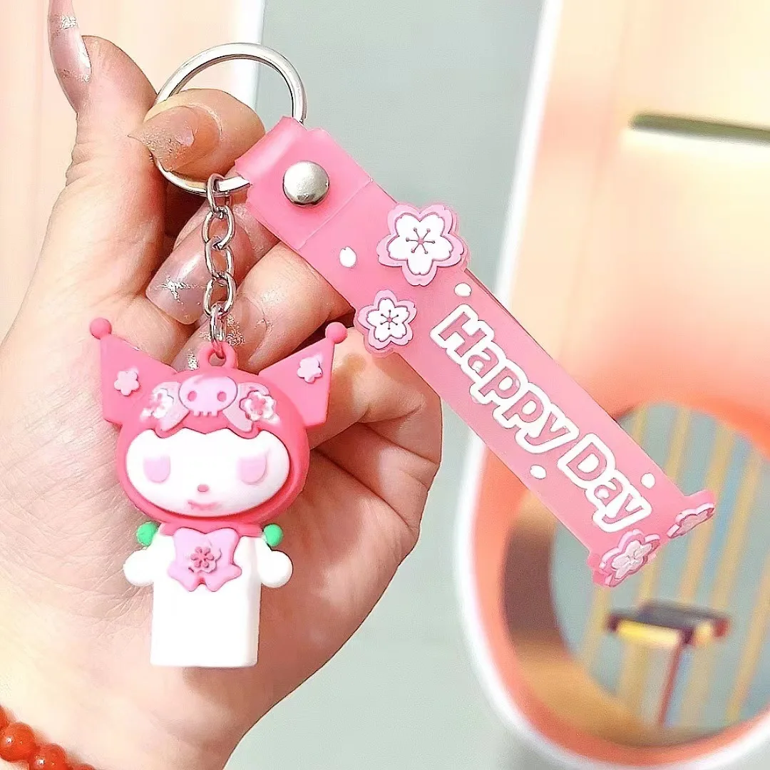 Милые 3D Kuromi моя мелодия cinnamoroll помпон purin аниме Мультяшные брелки каваи резиновые Sanrioes брелок