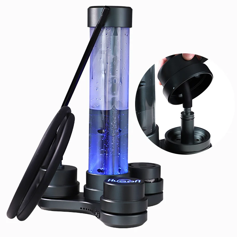 New Style Luxury Aluminum Led Colorful Light 3 Smoke Nozzles Charcoal Shisha Hookah Set