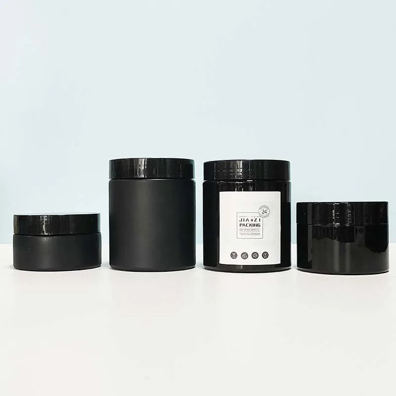 Custom Round Black Plastic Jars With Lids PET Container for Food Protein powder Cans Travel Plastic PET Bottle Storage Jars