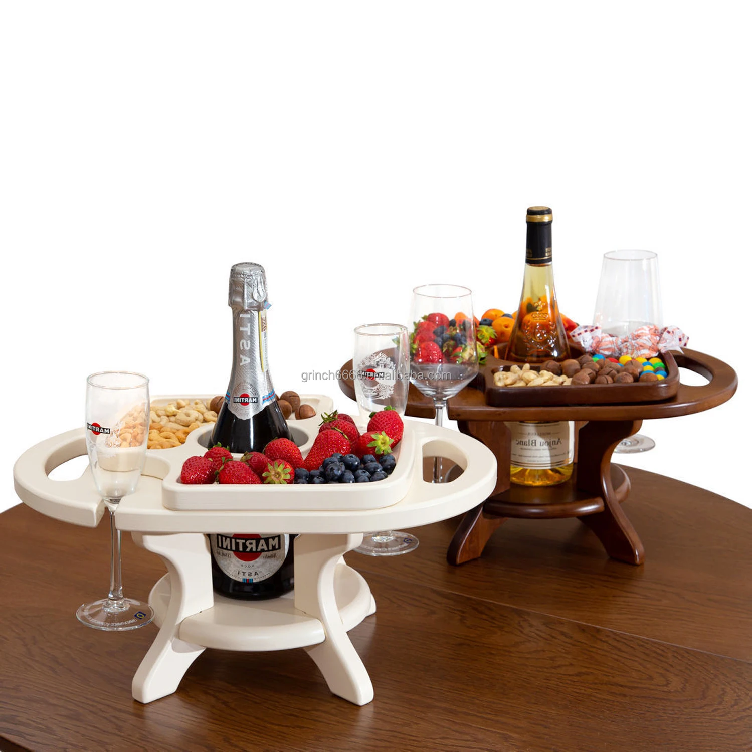 cool gadgets 2022 Wooden Portable Picnic Table with Wine Glass Holder Outdoor Folding Wine Table winery wine table
