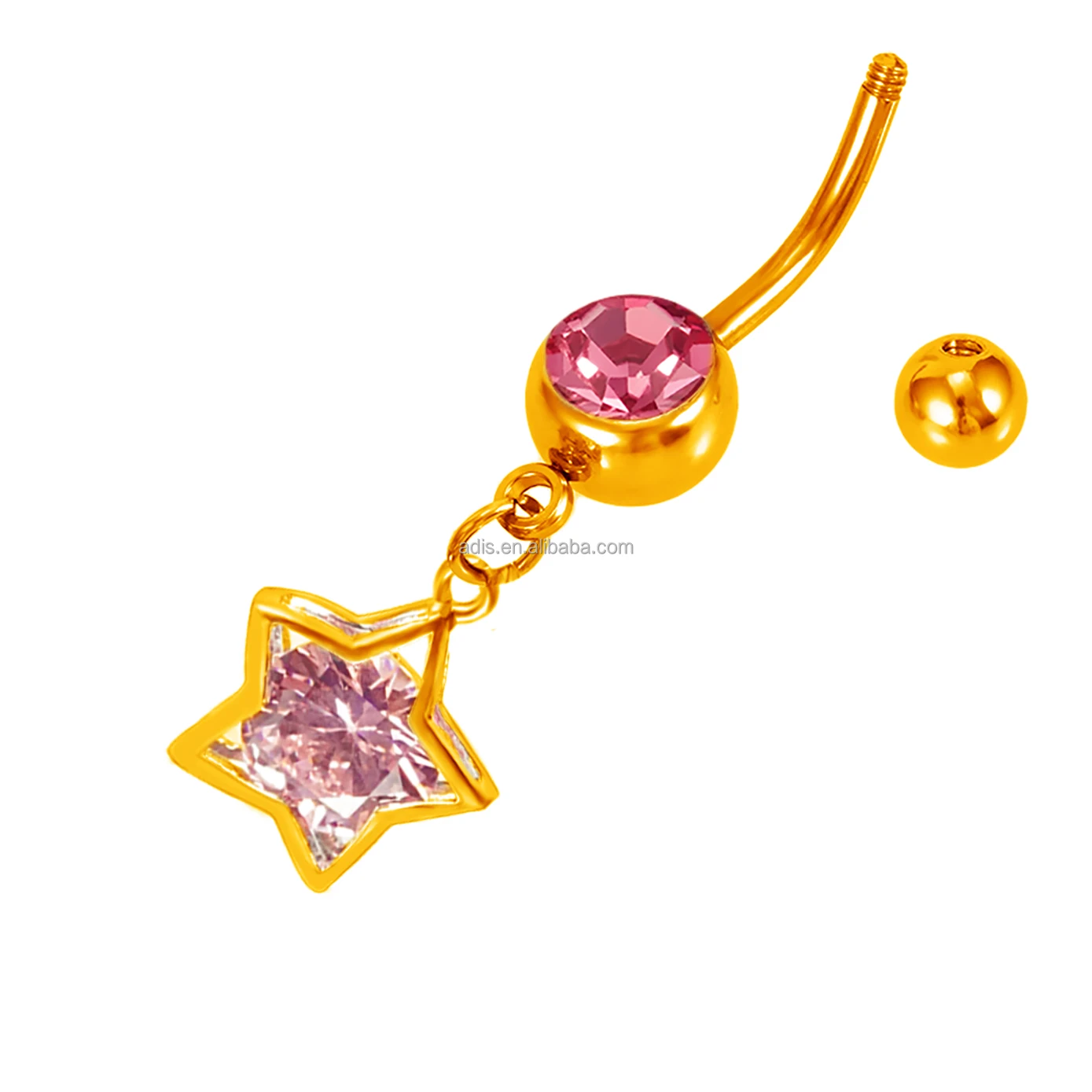 Dainty zircon belly ring wholesale fairy navel rings angel banana bar wing body piercing for women