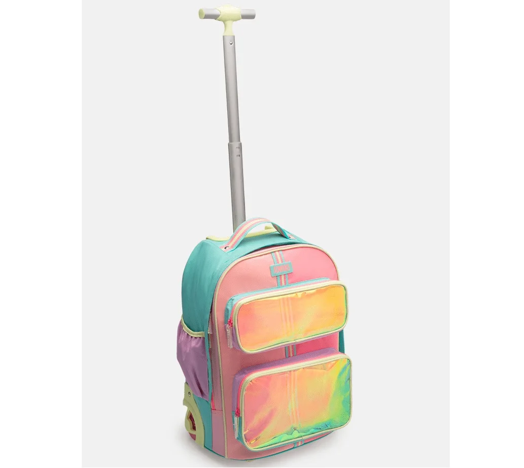 custom wheeled girl school backpack wheel trolley school bag