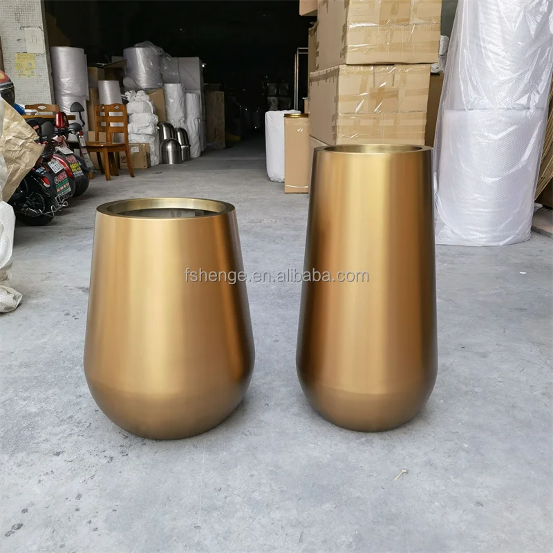 Modern Home Decor Luxury Flower Pot Gold Tall Flower Vase Outdoor Flowerpot Plant Pot for Houses