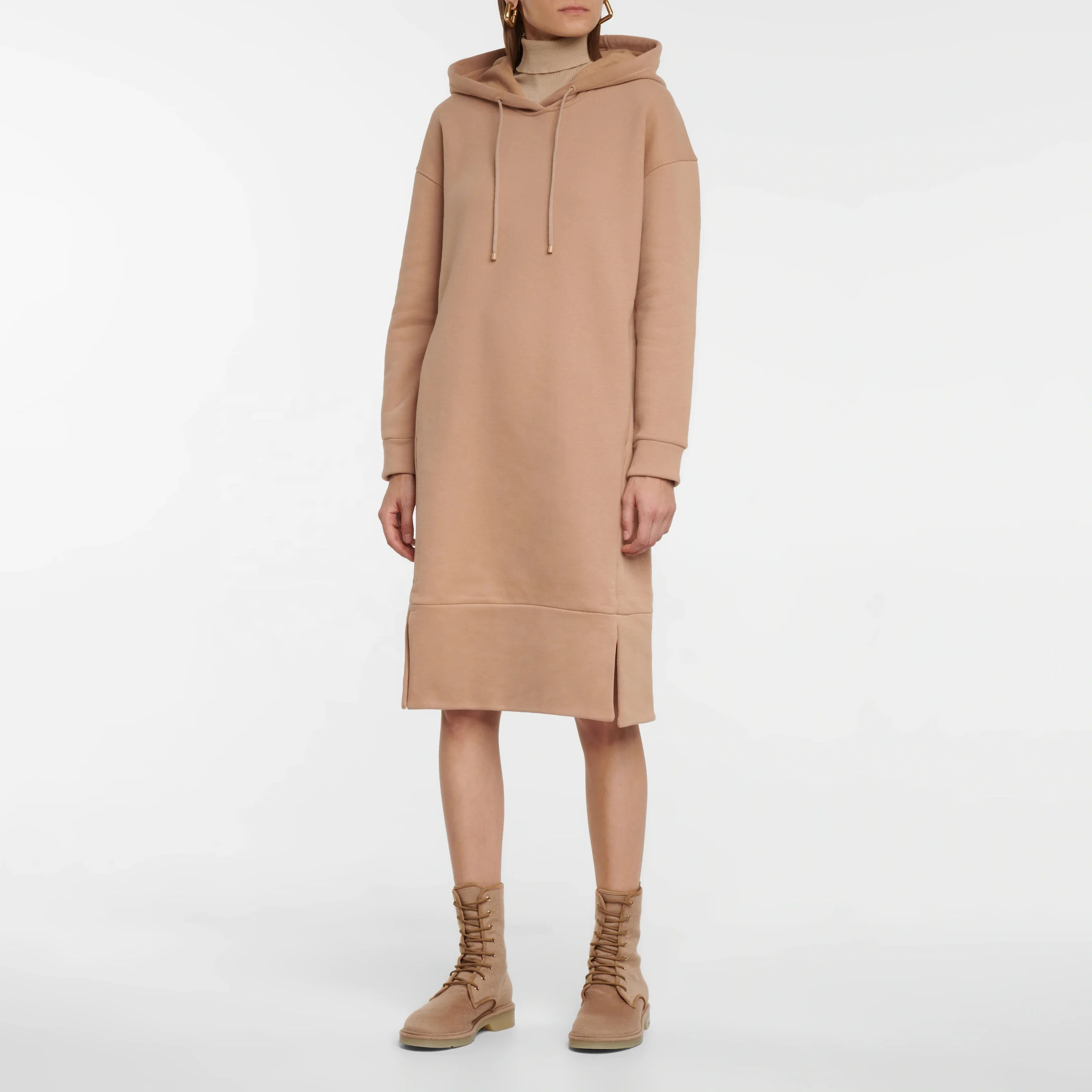 В повседневном стиле с разрезами по бокам; Большие размеры пуловер женские толстовки с капюшоном платье для женщин