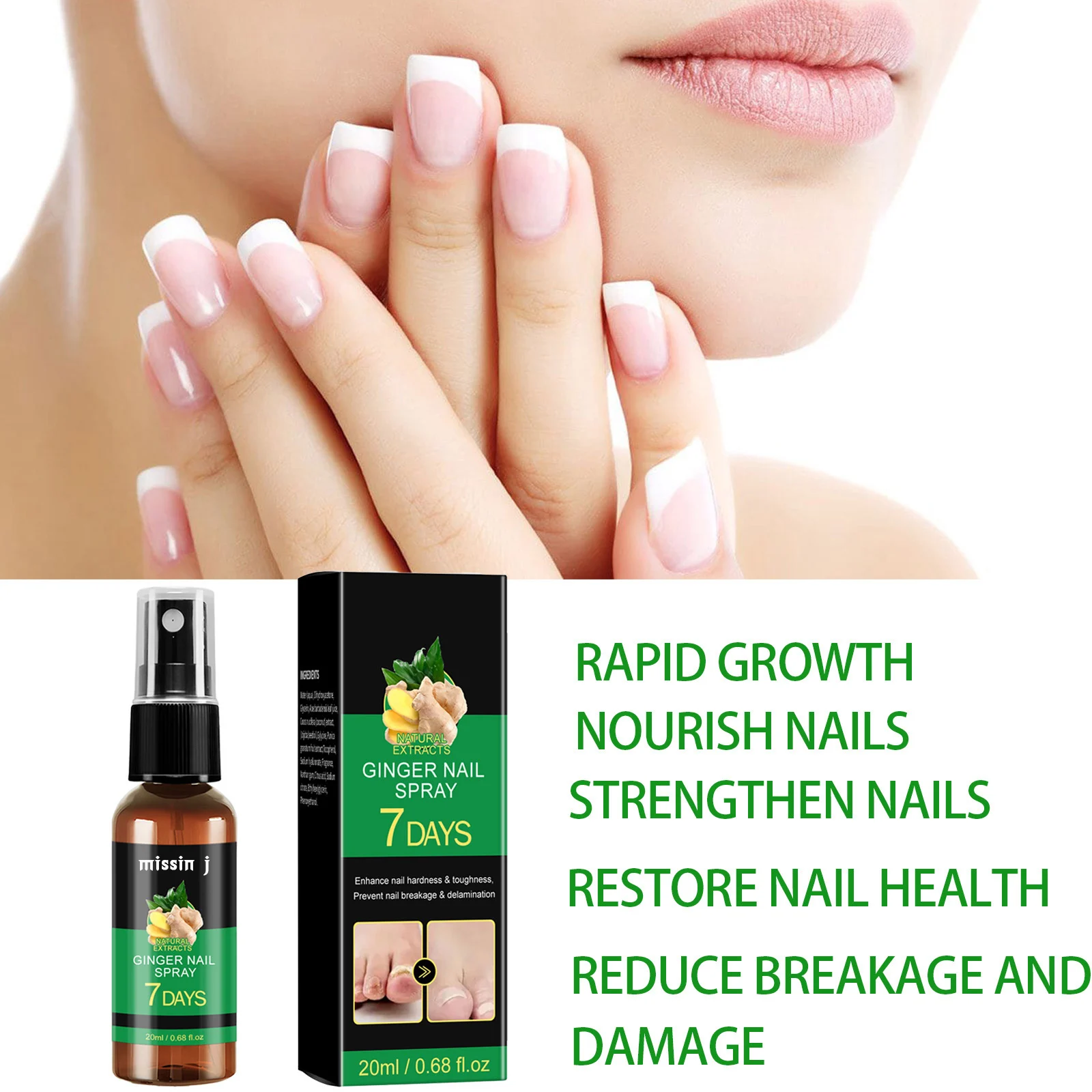 7days Nail Fungus Treatment Liquid Ginger Extract Paronychia Nail Essence Treatment Multi-Purpose Repair For Damaged Nails