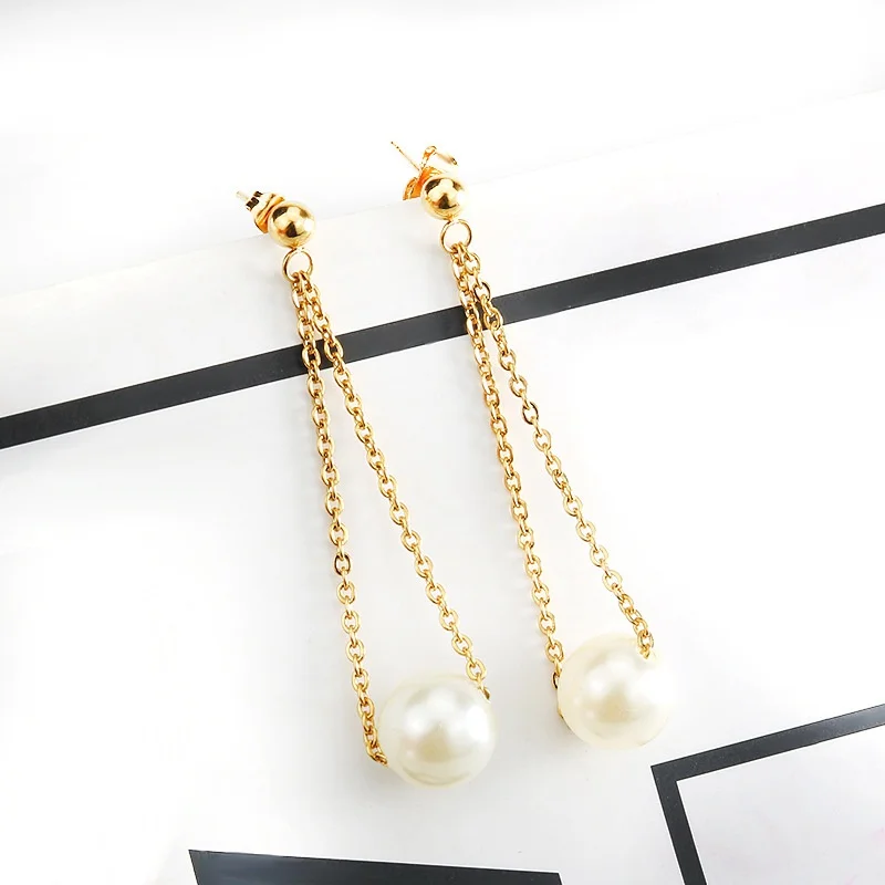 316L cheap vintage metal pearl ball earring gold stud