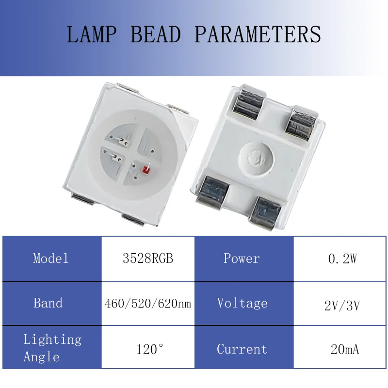 factory OEM 3528 RGB LED SMD Beads 0.2W San An Chip 7-9LM 3V/2V Positive red chip blue green Manufacturer Direct Sales lamp ODM