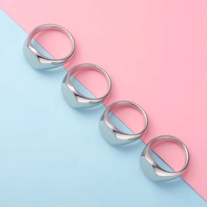 Gold Square Stainless Steel Men Signet Ring