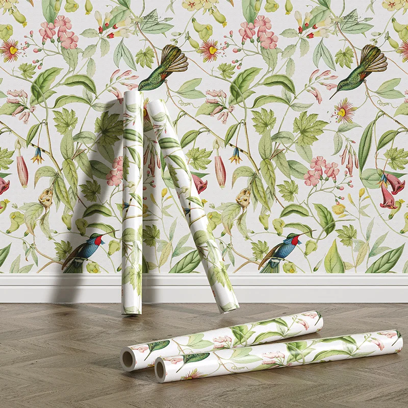 Floral Wallpaper Wall Coating Peel and Stick Self Adhesive Removable Watercolor Floral Vinyl Flower Contact Paper for Home